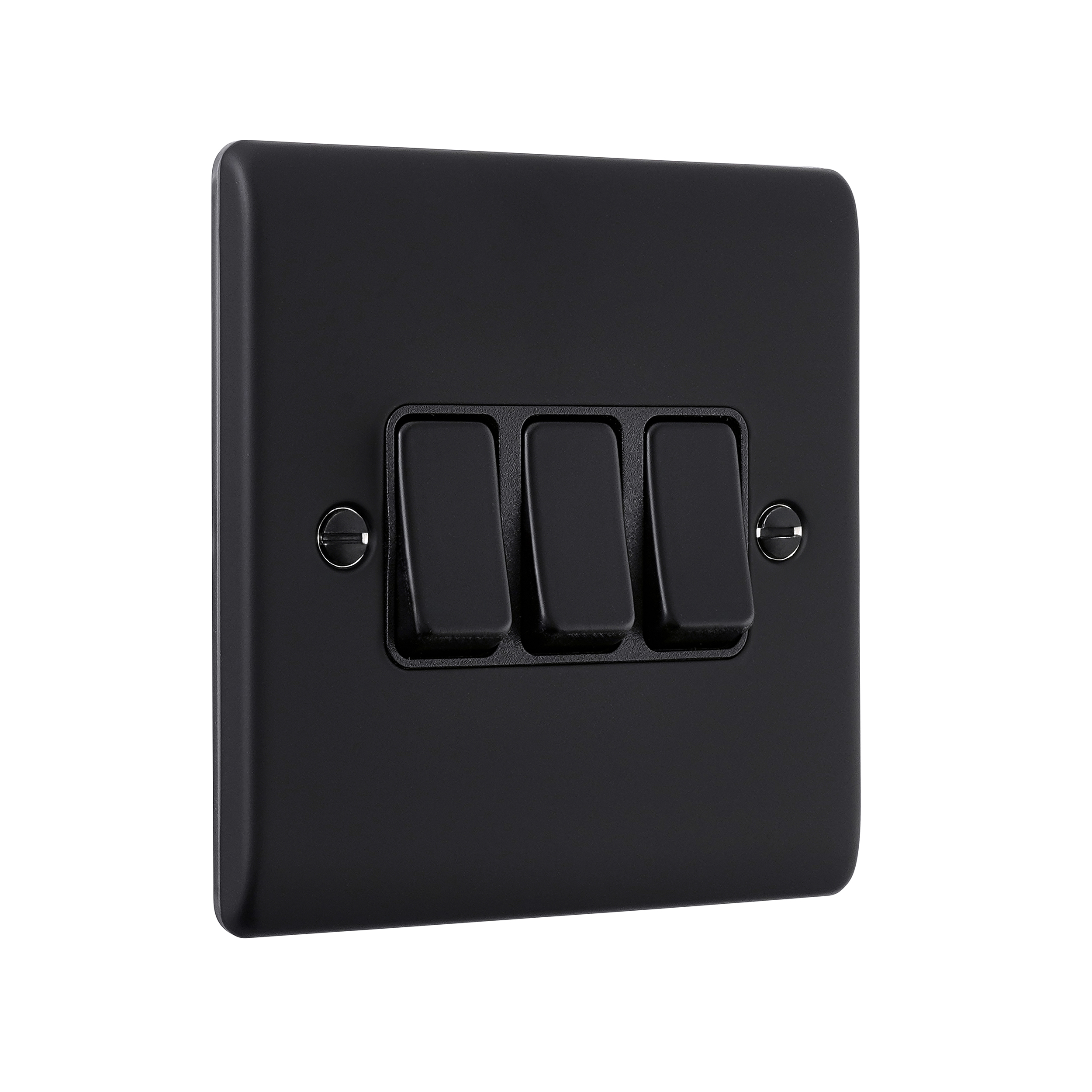 Saxby Raised Screwed 10AX 3G 2-Way Switch Matt Black With Black Insert - RS103BLB - Image 3