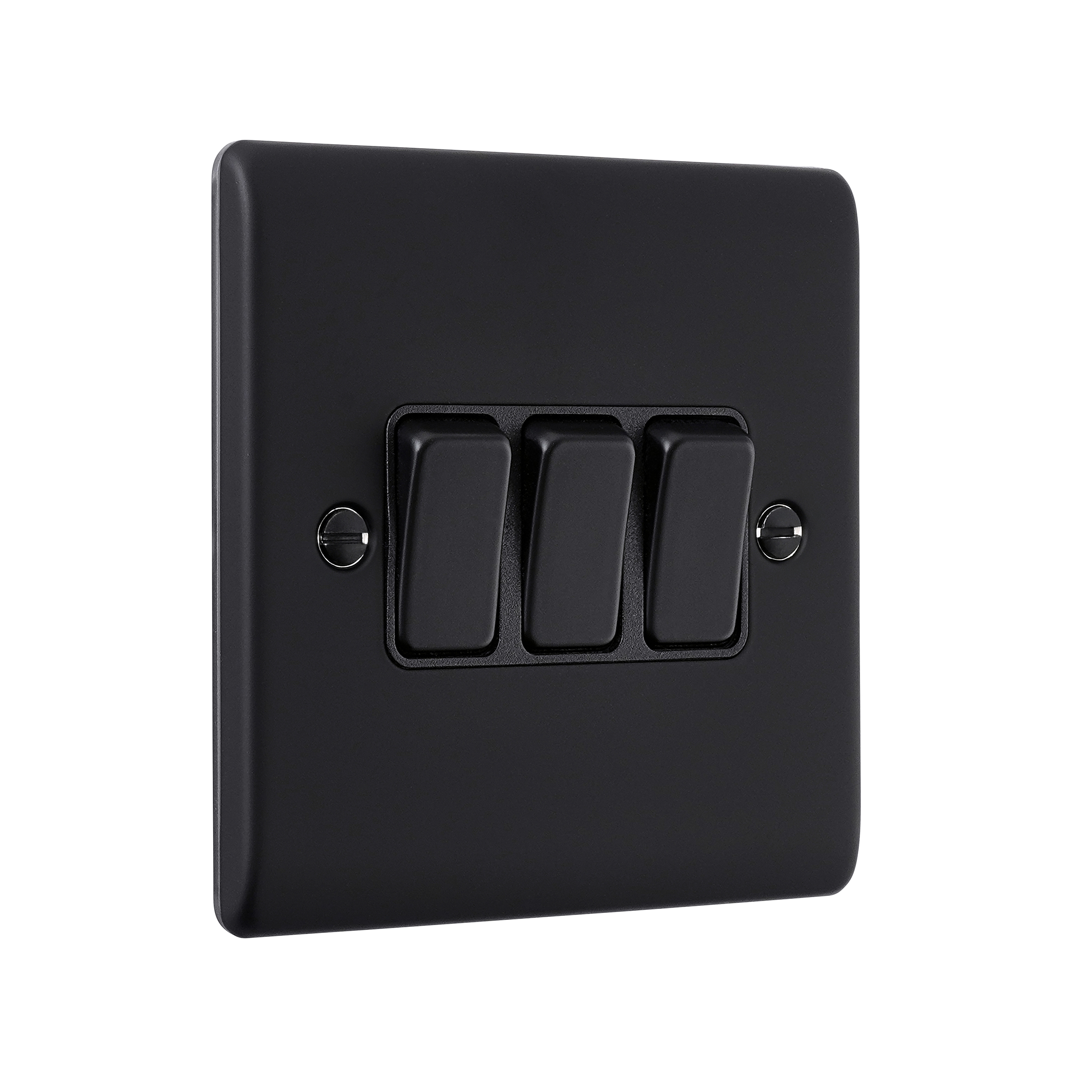 Saxby Raised Screwed 10AX 3G 2-Way Switch Matt Black With Black Insert - RS103BLB - Image 4