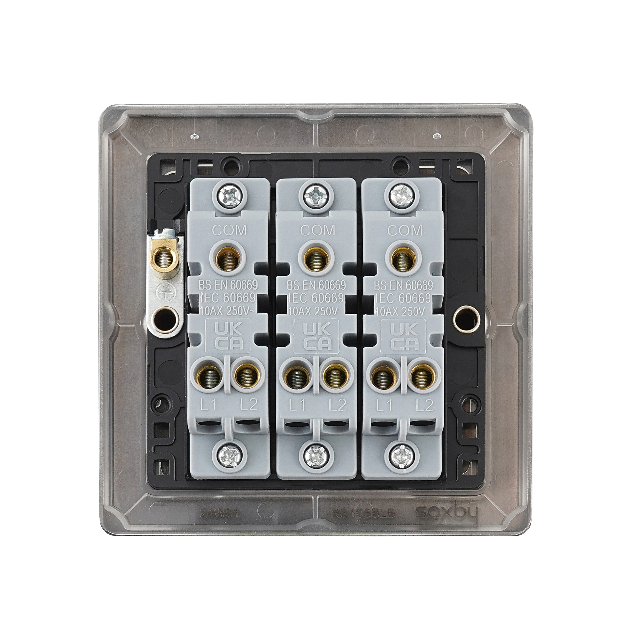 Saxby Raised Screwed 10AX 3G 2-Way Switch Matt Black With Black Insert - RS103BLB - Image 5