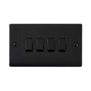 Saxby Raised Screwed 10AX 4G 2-Way Switch Matt Black With Black Insert - RS104BLB