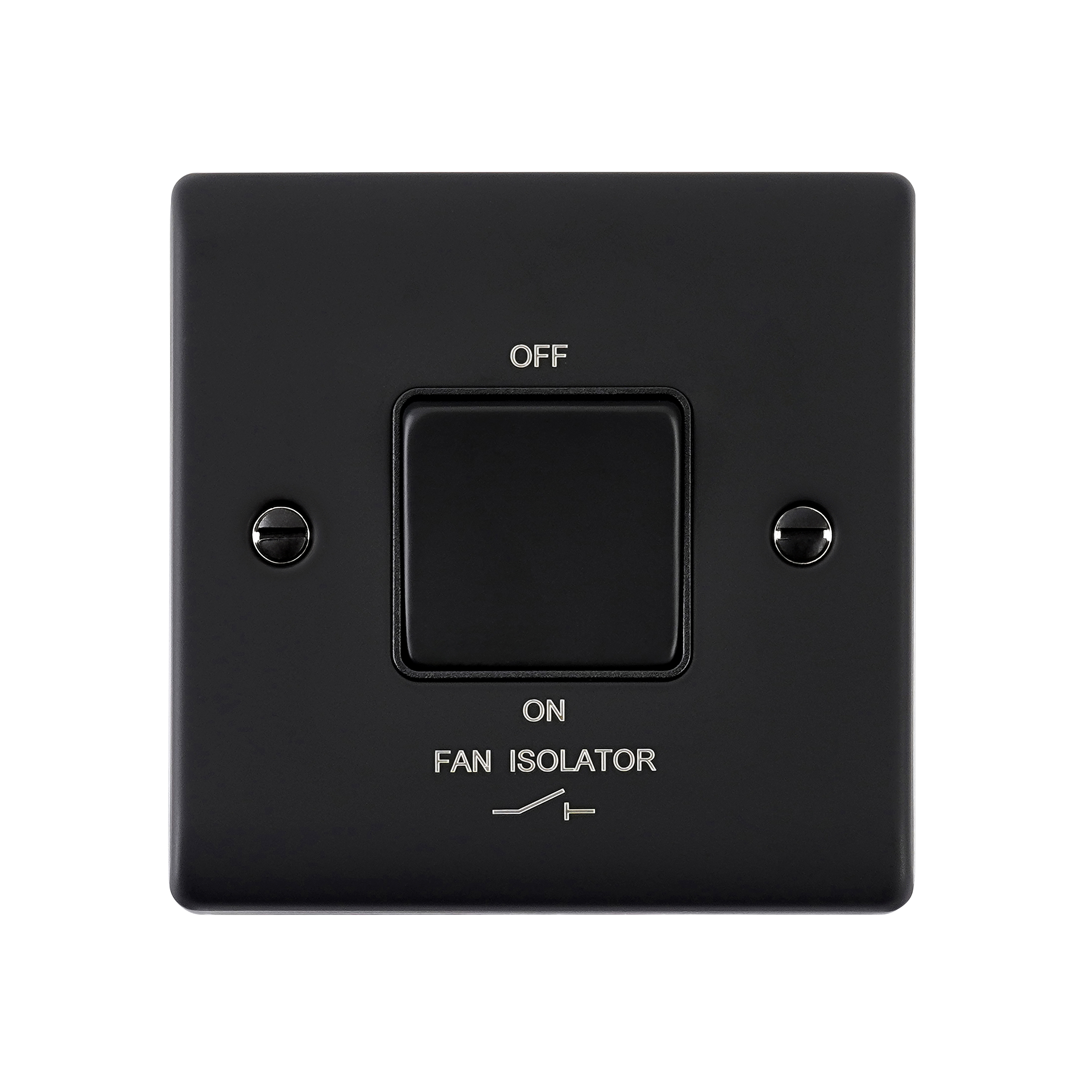 Saxby Raised Screwed 10AX 1G 3-Pole Fan Isolator Switch Matt Black With Black Insert - RS110BLB - Image 2