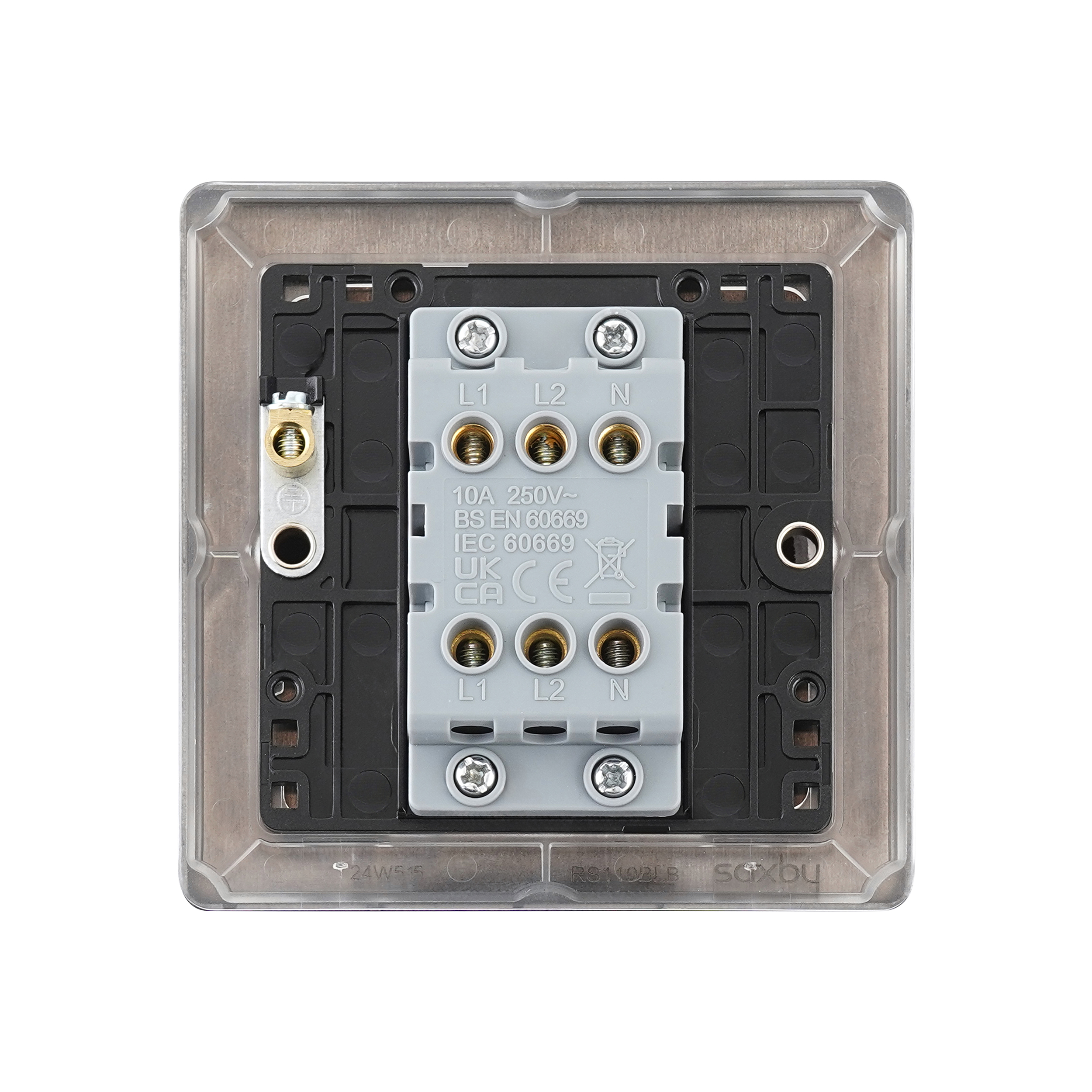 Saxby Raised Screwed 10AX 1G 3-Pole Fan Isolator Switch Matt Black With Black Insert - RS110BLB - Image 5