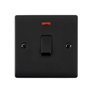 Saxby Raised Screwed 20A 1G DP Switch With Neon Matt Black With Black Insert - RS271BLB