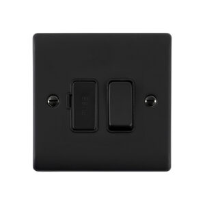 Saxby Raised Screwed 13A Switched Fused Spur Unit Matt Black With Black Insert - RS320BLB