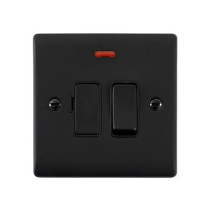 Saxby Raised Screwed 13A Switched Fused Spur Unit with Neon Matt Black With Black Insert - RS322BLB