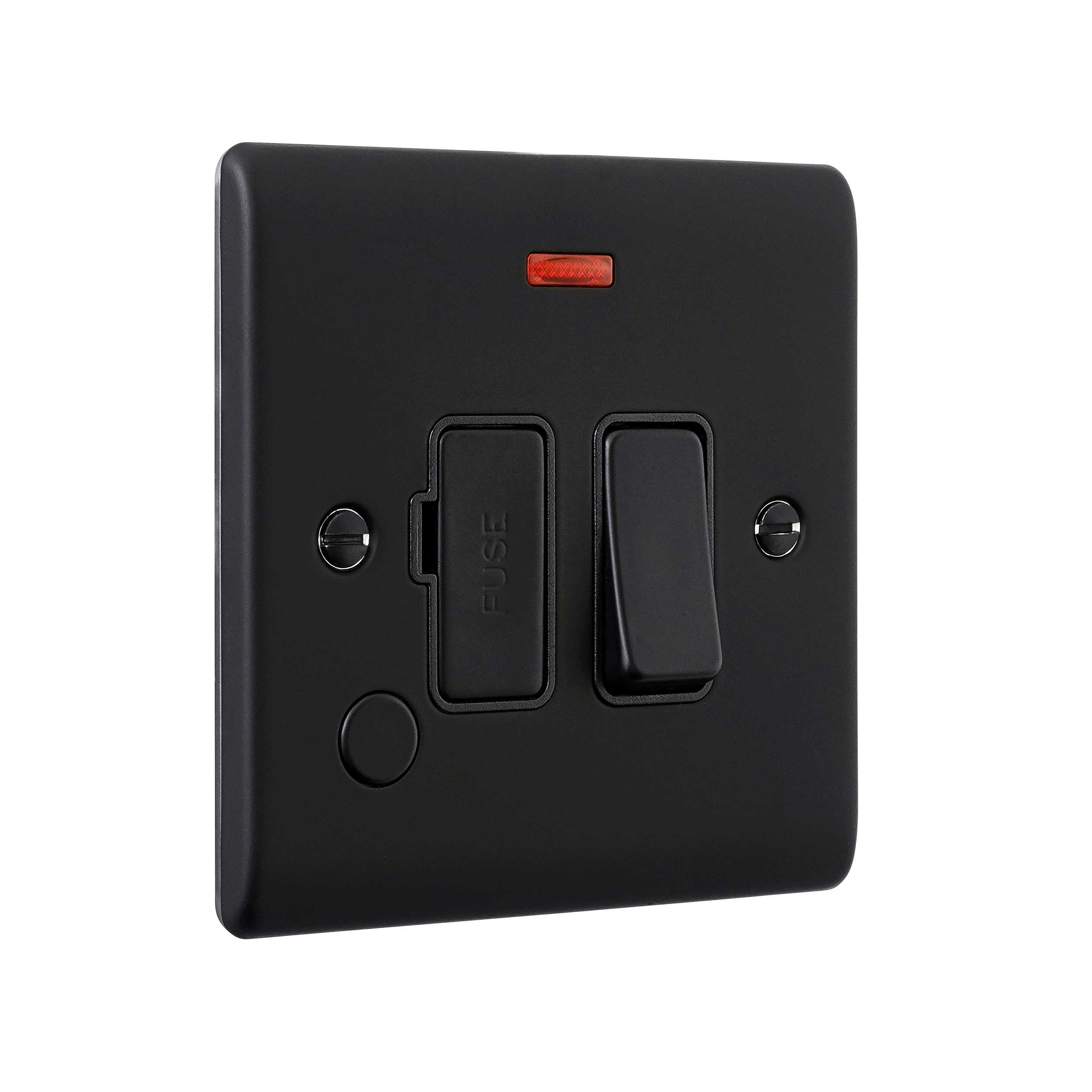 Saxby Raised Screwed 13A Switched Fused Spur Unit with Flex Outlet and Neon Matt Black With Black Insert - RS323BLB - Image 3