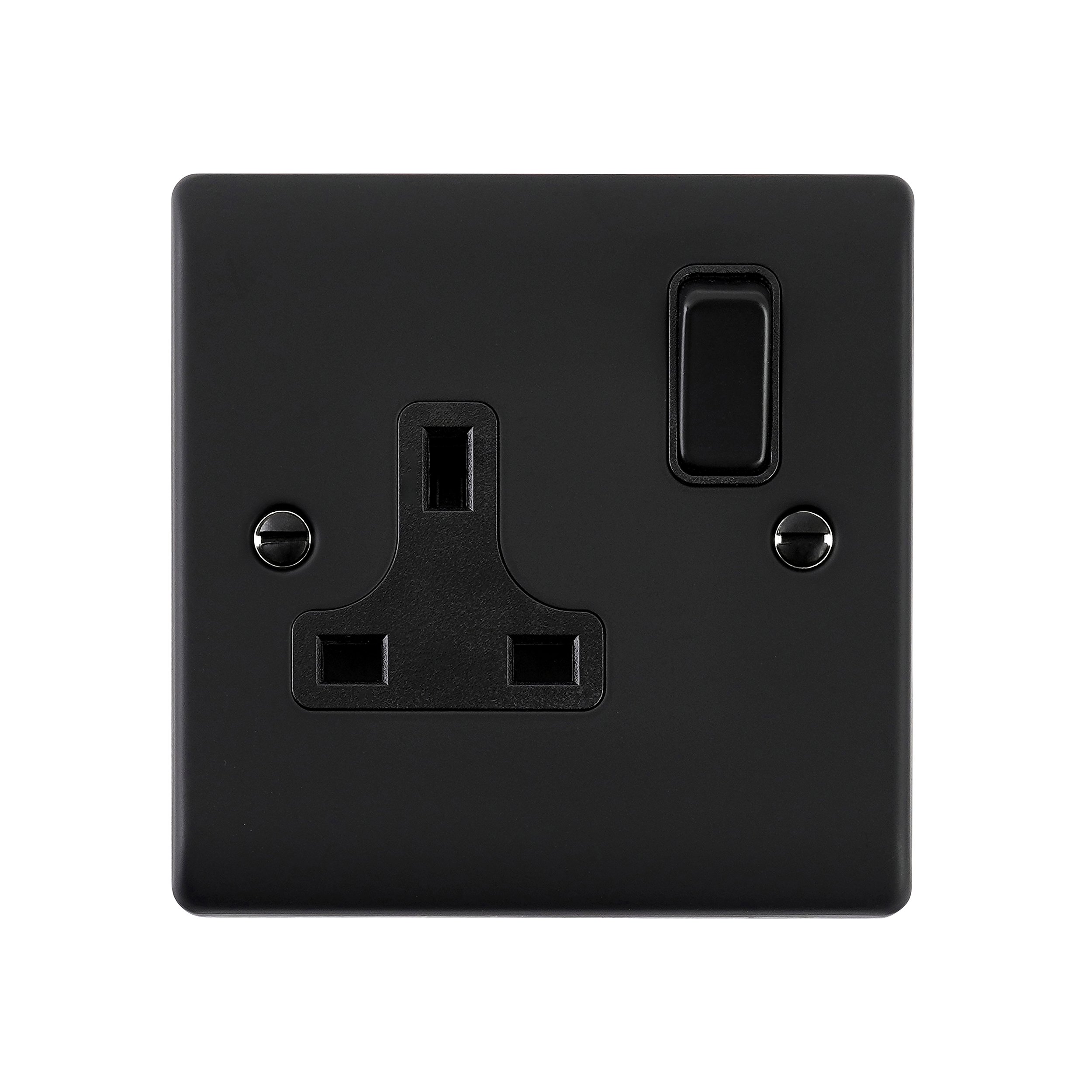 Saxby Raised Screwed 13A 1G DP Switched Socket Matt Black With Black Insert - RS412BLB - Image 2