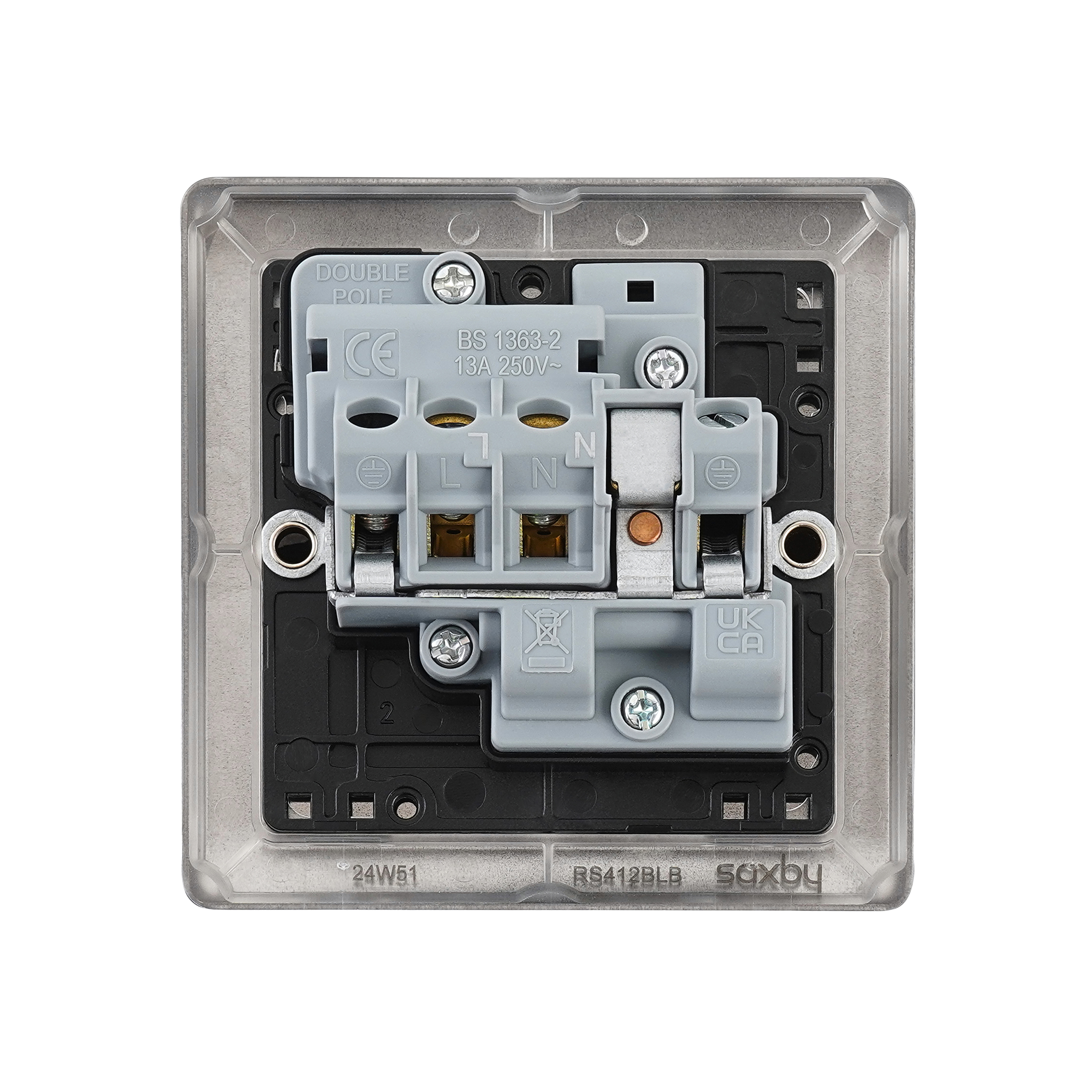 Saxby Raised Screwed 13A 1G DP Switched Socket Matt Black With Black Insert - RS412BLB - Image 5