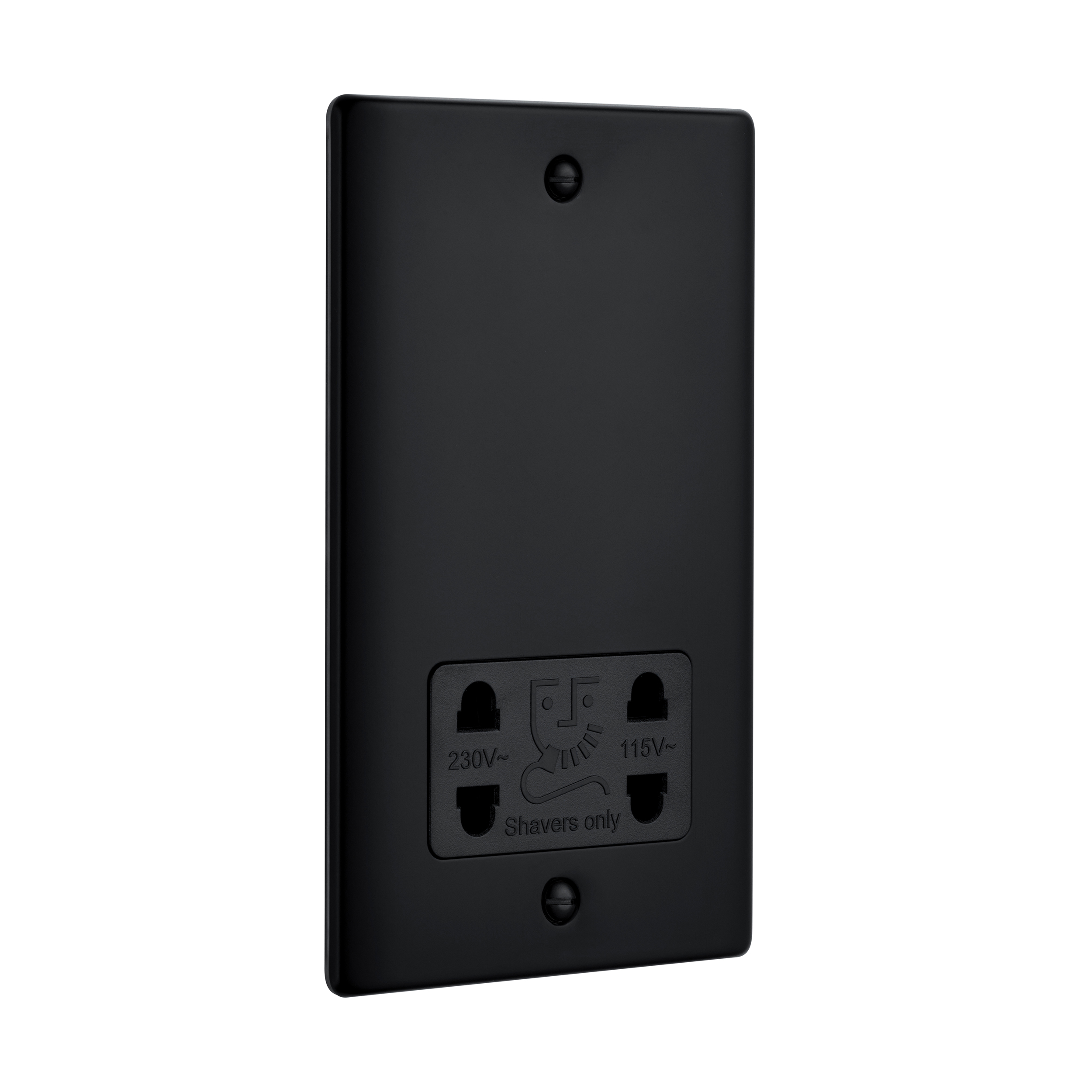 Saxby Raised Screwed Dual Voltage Shaver Socket Matt Black With Black Insert - RS441BLB - Image 2