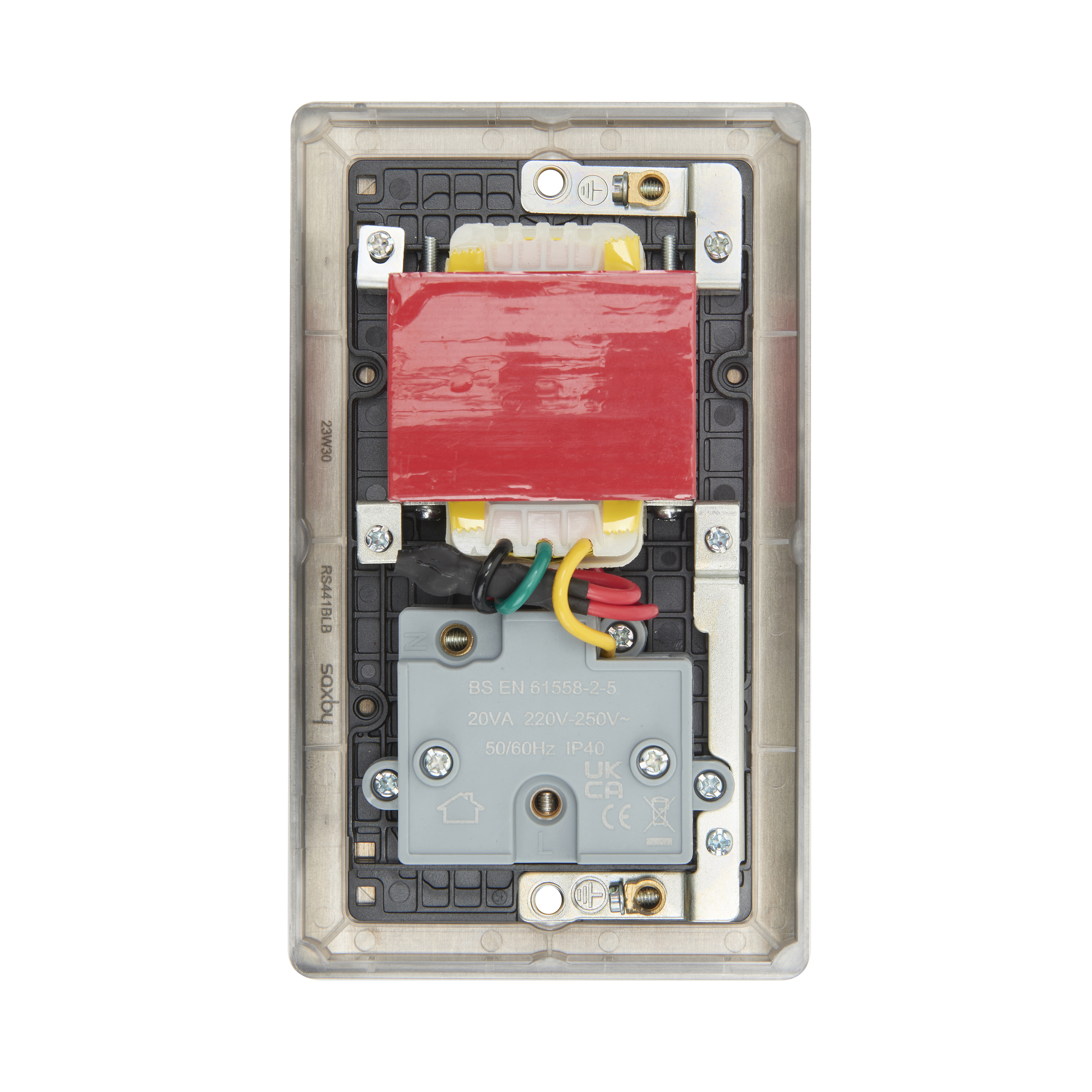 Saxby Raised Screwed Dual Voltage Shaver Socket Matt Black With Black Insert - RS441BLB - Image 3