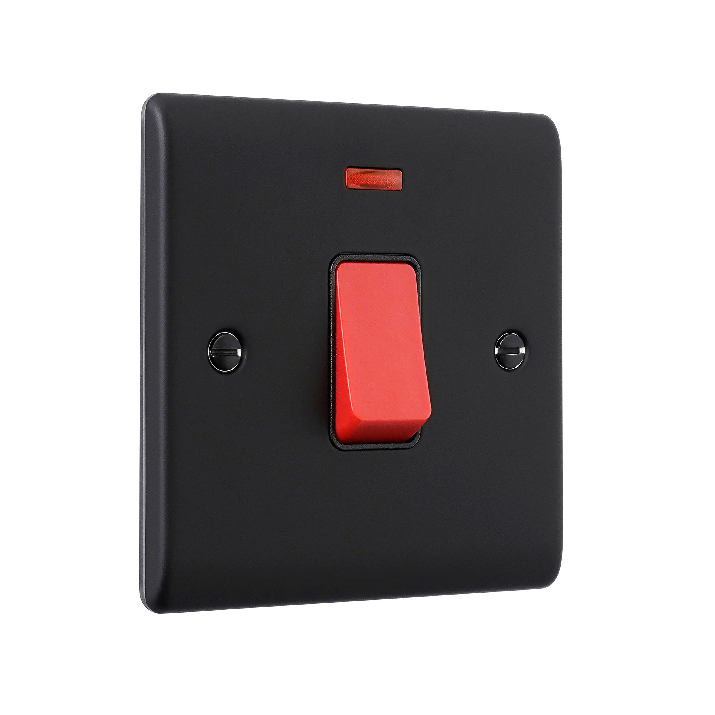 Saxby Raised Screwed 45A 1G DP Switch with Neon Matt Black With Black Insert - RS553BLB - Image 3